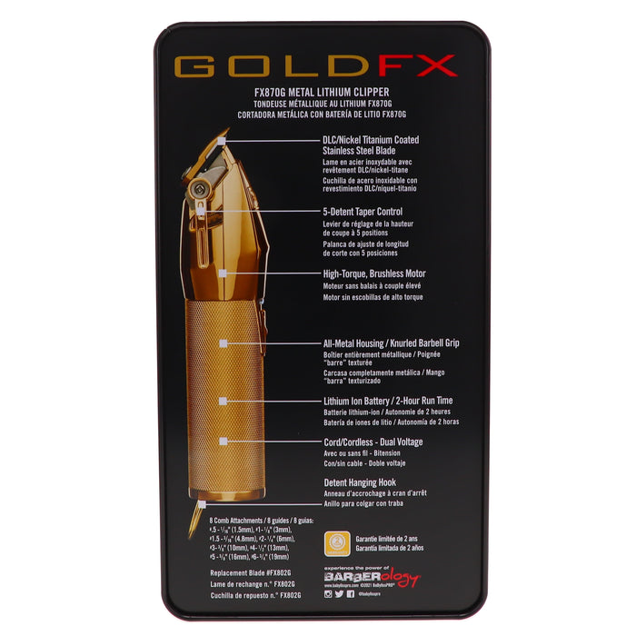 BaBylissPRO GoldFX Cordless Lithium Clipper FX870G