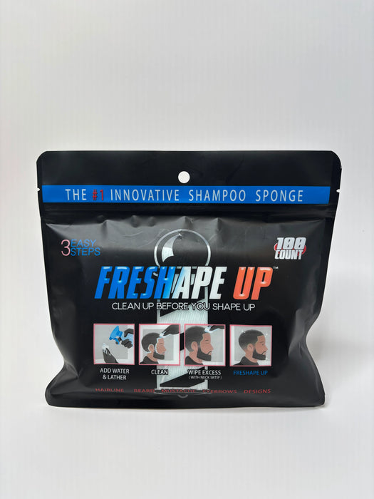 Freshape Up 100 Packs – Barber Shampoo Infused Sponges for Hairline Cleaning (No Rinse)