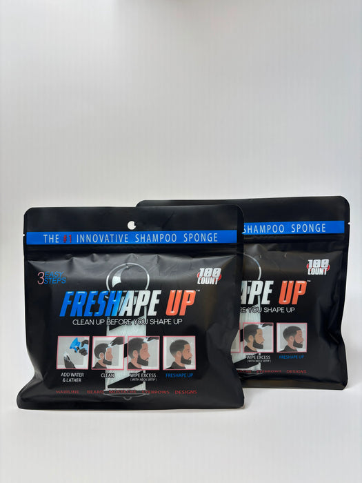 Freshape Up 100 Packs – Barber Shampoo Infused Sponges for Hairline Cleaning (No Rinse)