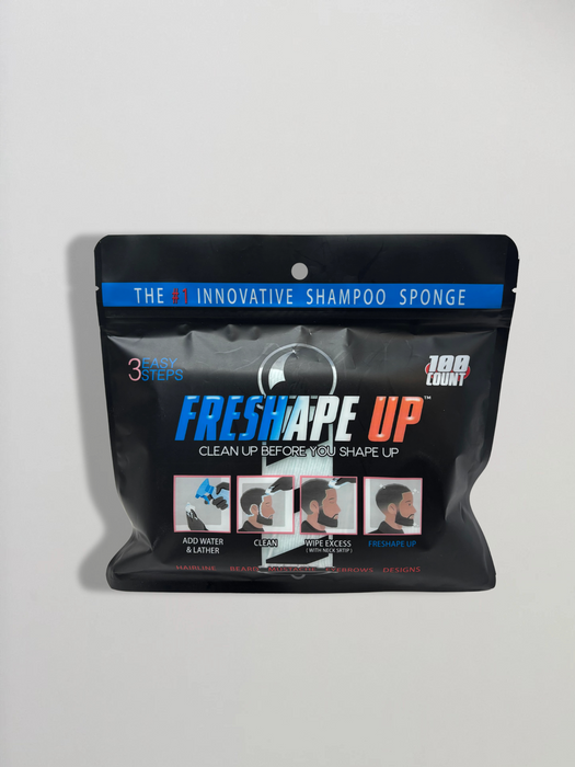 Freshape Up 100 Packs – Barber Shampoo Infused Sponges for Hairline Cleaning (No Rinse)