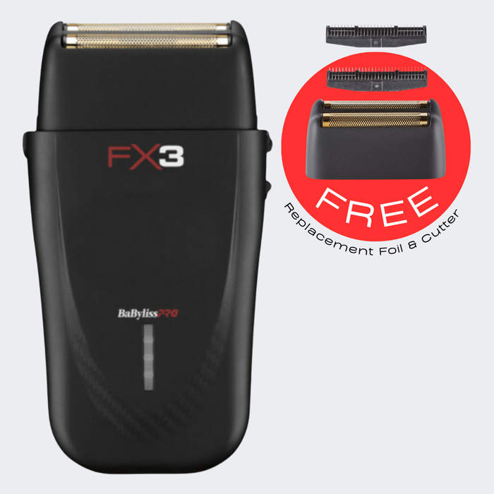 BaBylissPRO® FX3 Professional High Speed Foil Shaver FXX3SB with FREE Replacement Foil & Cutter