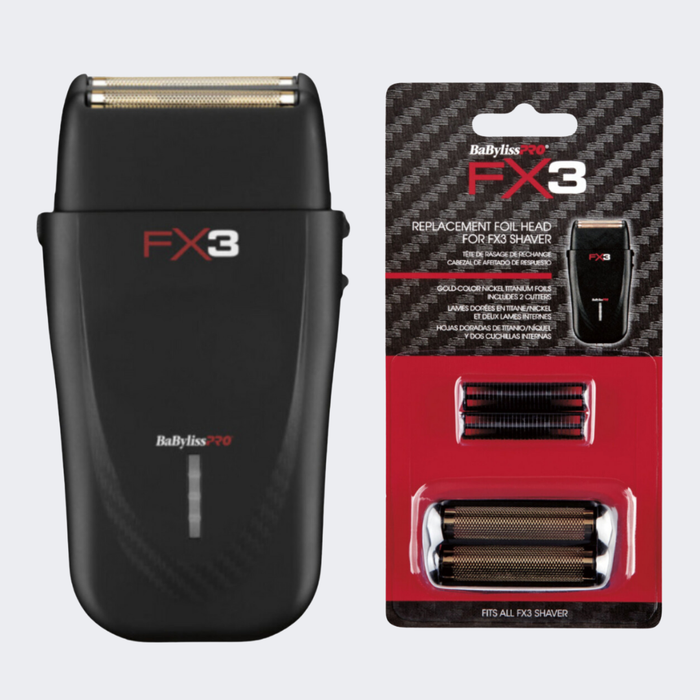 BaBylissPRO® FX3 Professional High Speed Foil Shaver FXX3SB with FREE Replacement Foil & Cutter