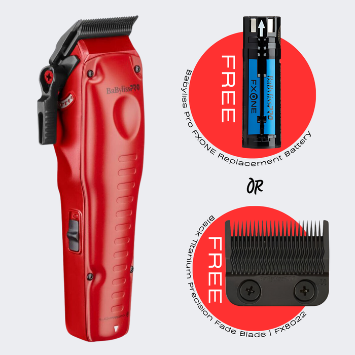 BaBylissPRO® FXONE™ Lo-ProFX Limited Edition Matte Red Clipper FX829MR with FREE Fade Blade or Replacement Battery