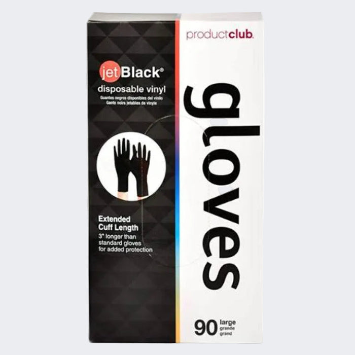 Product Club Jet Black Disposable Vinyl Gloves 90ct - Large