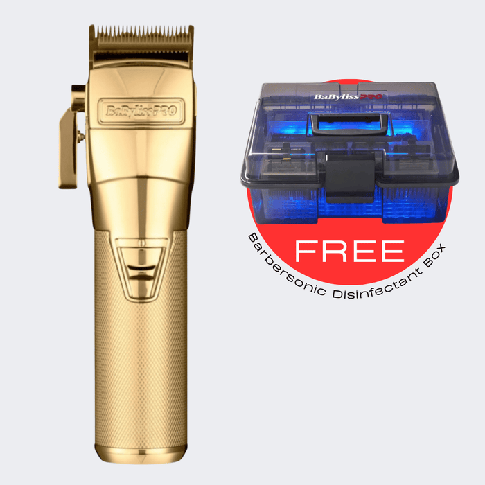 BaBylissPRO FXONE GoldFX Cordless Clipper - FX899G with FREE Barbersonic Disinfectant Box