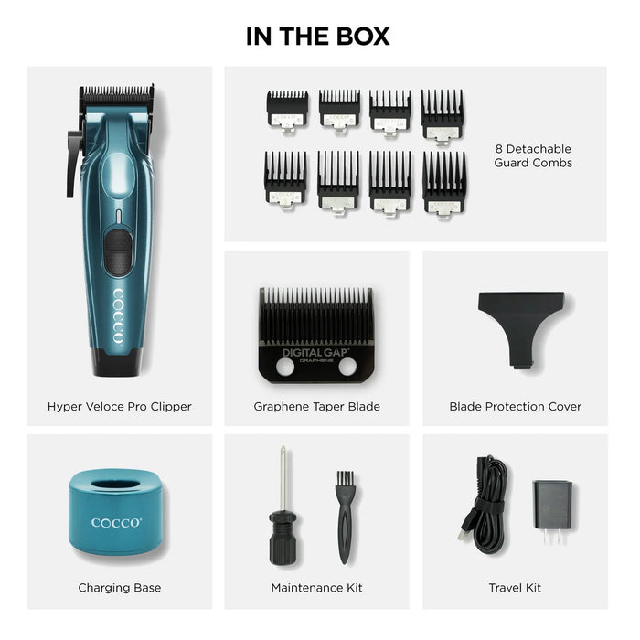 COCCO Hyper Veloce Pro Clipper Black & Supreme Vader Lite Trimmer Black Combo with FREE Premium Comb and Impacto  Shaver