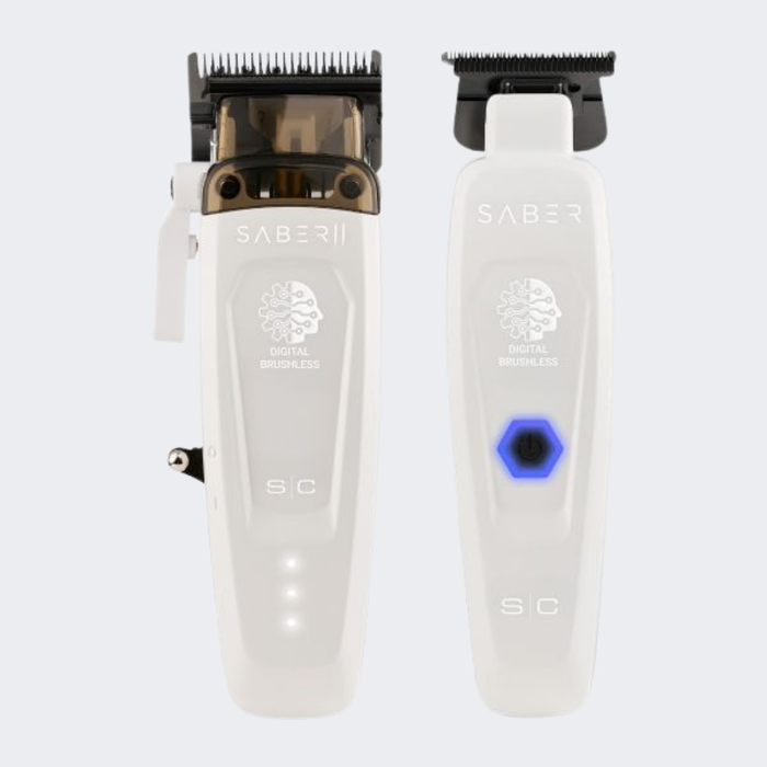 StyleCraft Saber II Clipper + Trimmer Combo – White (Limited Edition)