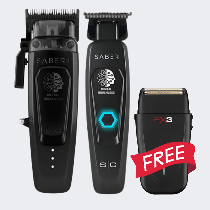 StyleCraft Saber 2.0 Clipper & Trimmer Combo with FREE BabylissPro FX3 Shaver