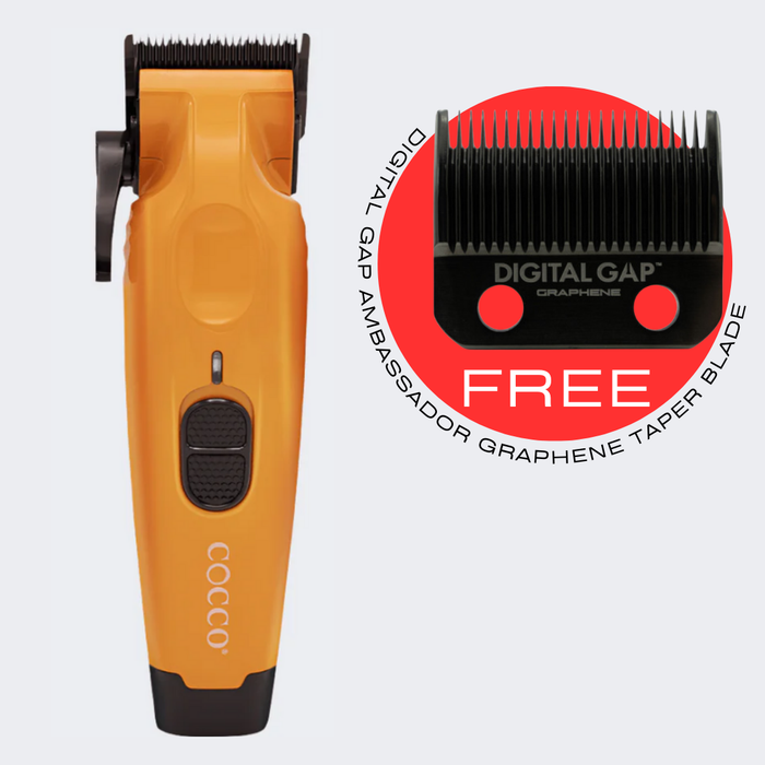 Cocco Pro Hyper Veloce Clipper Orange with FREE Digital Gap Graphene Taper Blade