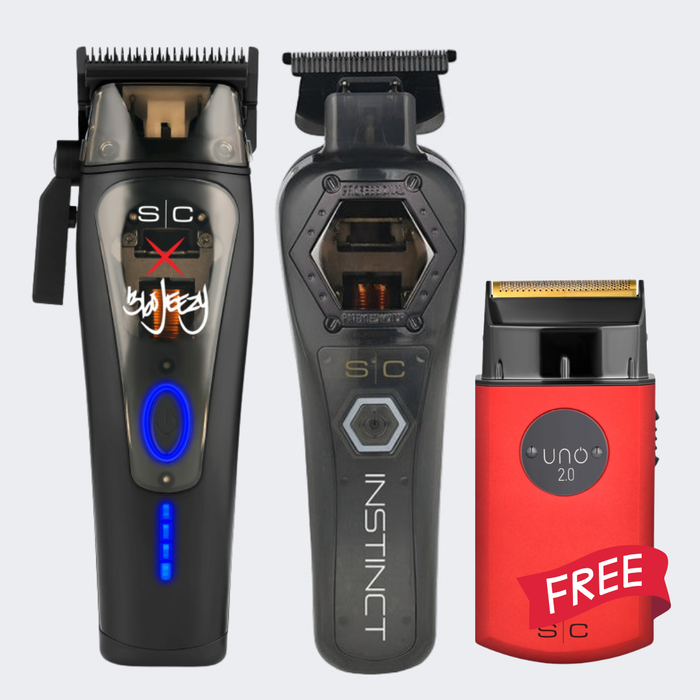 StyleCraft 360 Jeezy Clipper & Metal Instinct Trimmer Combo with FREE Gamma Uno Shaver