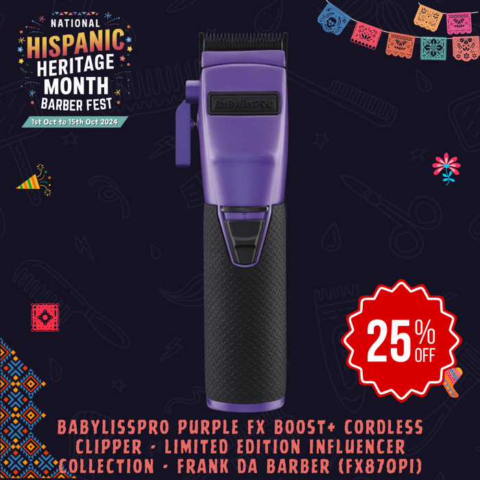 BaBylissPRO Purple FX BOOST+ Cordless Clipper - Limited Edition Influencer Collection - Frank Da Barber (FX870PI)