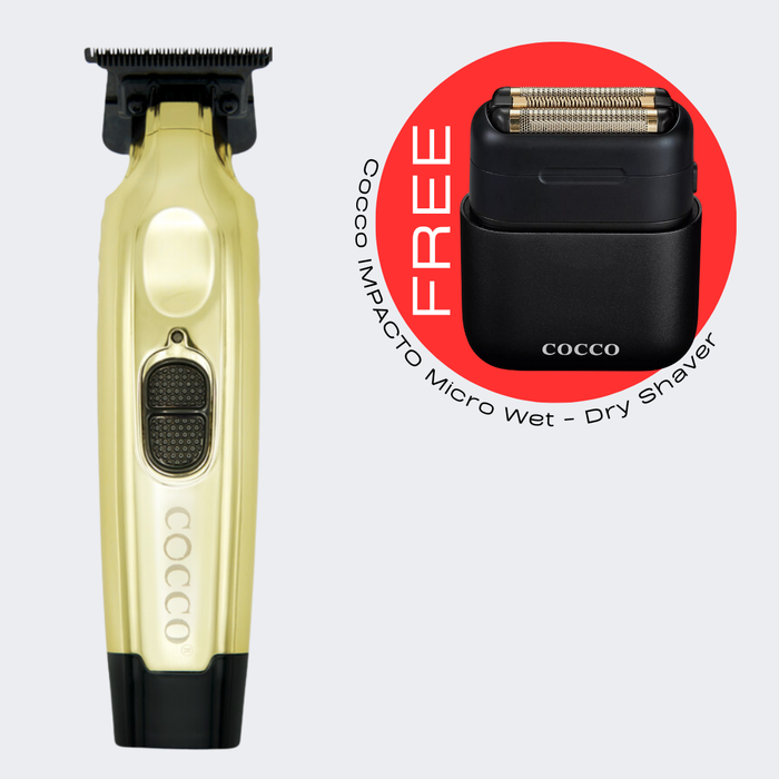 Cocco Veloce Pro Cordless Trimmer Gold with FREE Impacto Wet-Dry Shaver