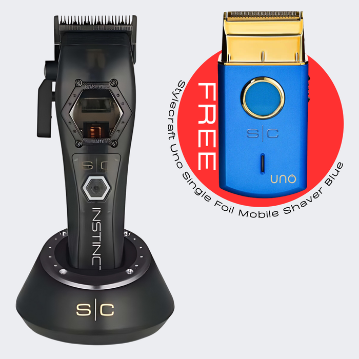 Stylecraft Instinct Metal Clipper - Professional IN2 Vector Motor with FREE UNO 2.0 USB-C Shaver Blue