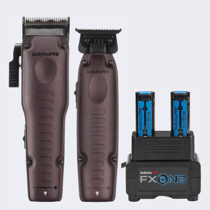 BaBylissPRO® FXONE Lo-ProFX Limited Edition Nightfall Collection Clipper & Trimmer COMBO with FXONE Dual-Battery Charging Prepack