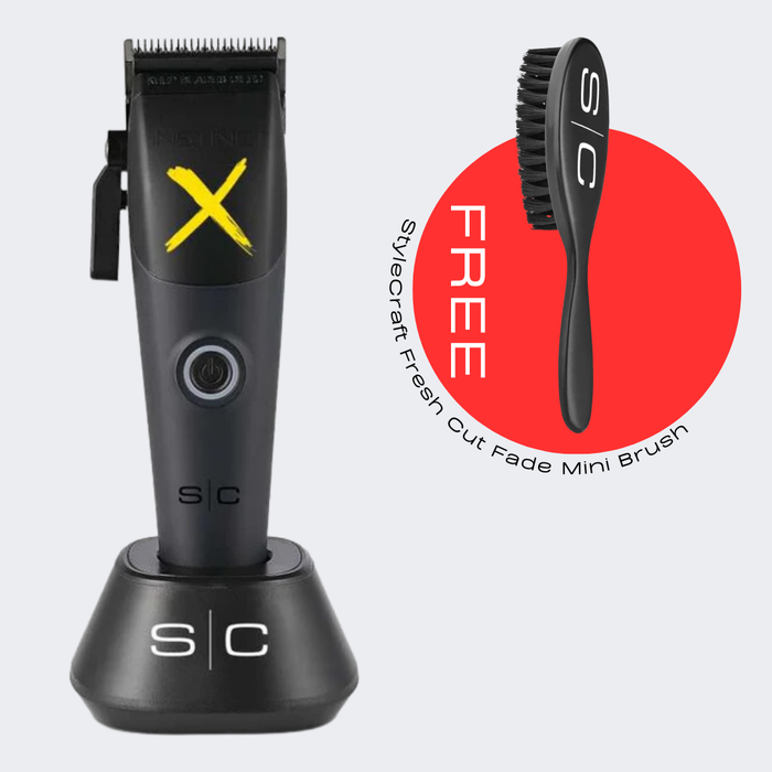 StyleCraft Instinct-X Cordless Hair Clipper SC608M with FREE Fade Mini Brush