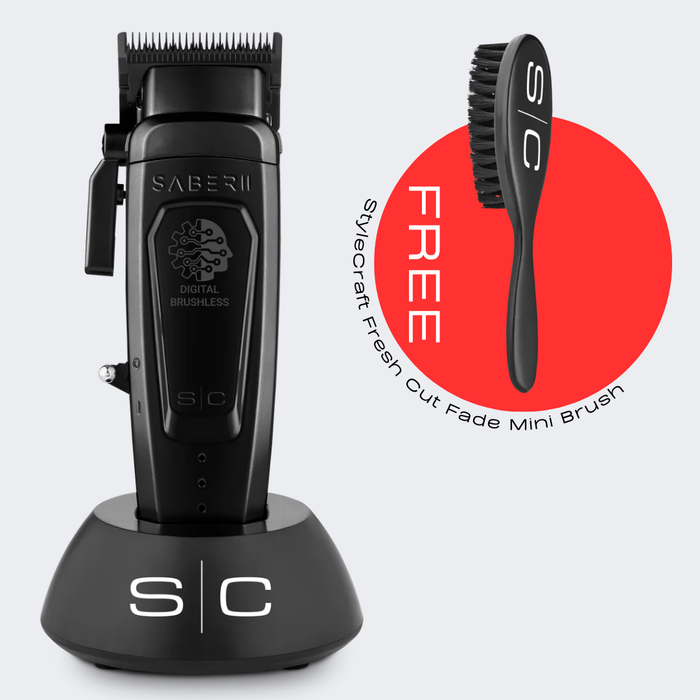 StyleCraft Saber 2.0 Cordless Modular Clipper w/ High-Torque Digital Brushless Motor - Black