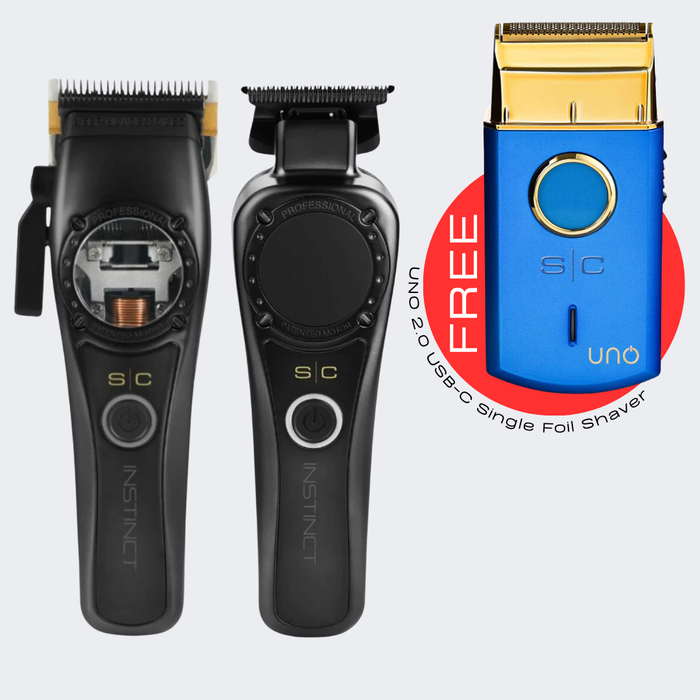 StyleCraft Instinct Clipper & Trimmer Combo with FREE UNO Foil Shaver Blue