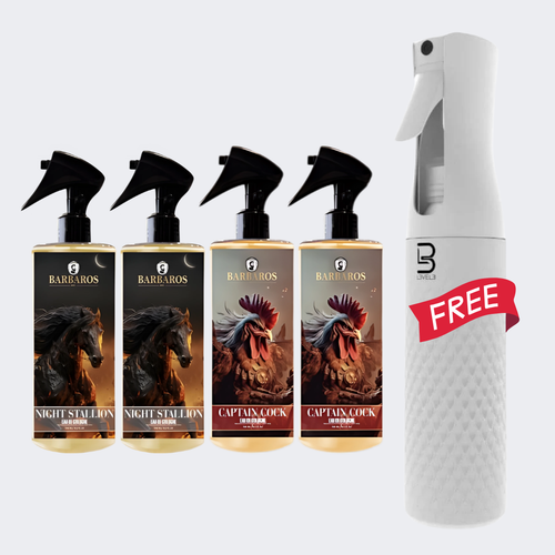 Barbaros Cologne Duo Bundle (2× Night Stallion & Captain Cock ) with FREE L3VEL3 Spray Bottle