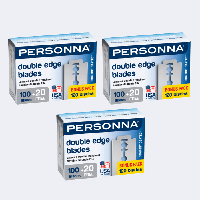 3 PACK Personna Double Edge Stainless Steel Blades 120/PK - 360 Blades