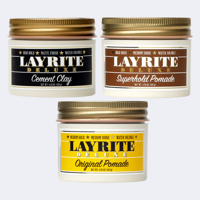 Layrite Deluxe Original | Superhold Pomade and Cement Clay Bundle