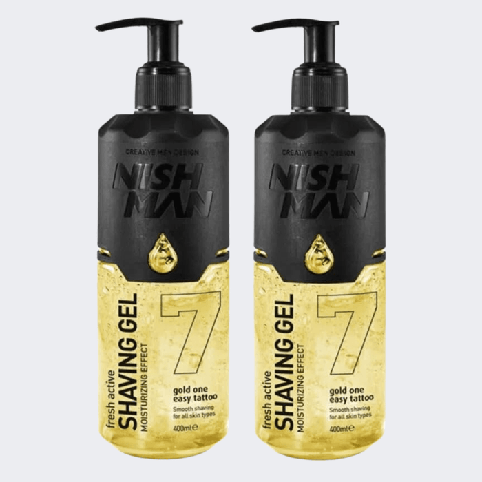 Nish Man Shaving Gel 7 Gold One Easy Tattoo Gel 400ml - PACK OF 2