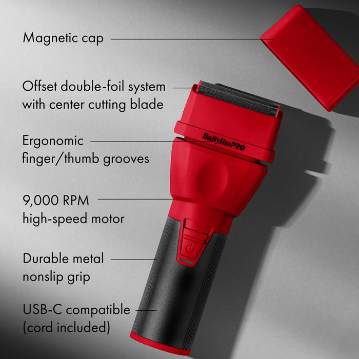 BaBylissPRO COREFX Double-Foil Shaver – Red (FX75FS2RD)