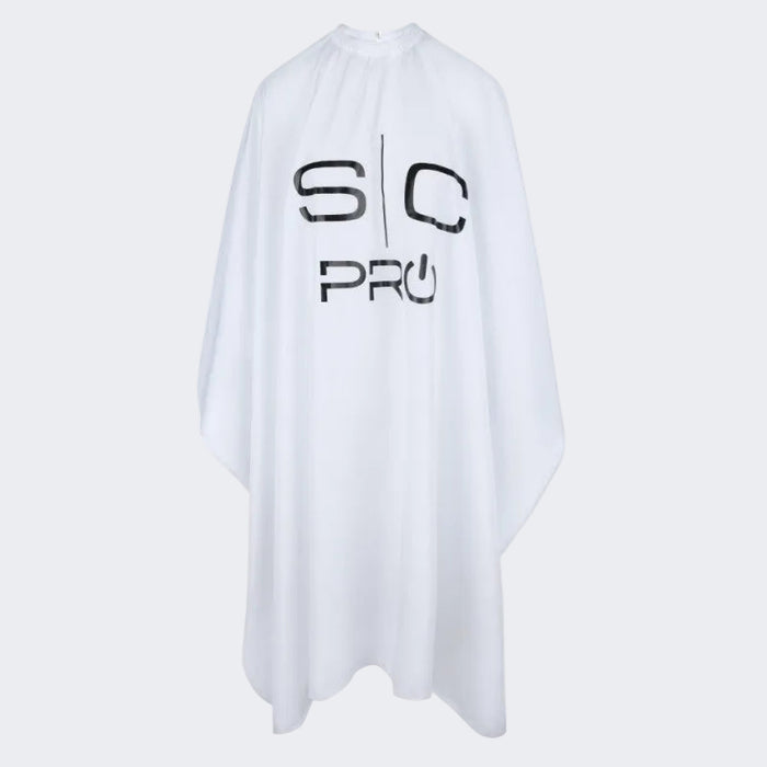 StyleCraft Barber Cape – White with Black Logo