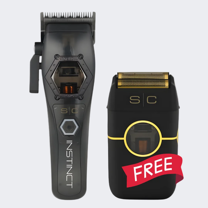 Stylecraft Instinct Metal Clipper - Professional IN2 Vector Motor with FREE Instinct Metal Shaver - Black