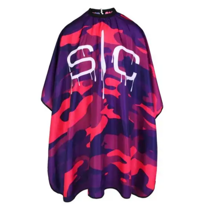 Stylecraft Waterproof Barber/Stylist Cape - Pink and Purple Camo Design