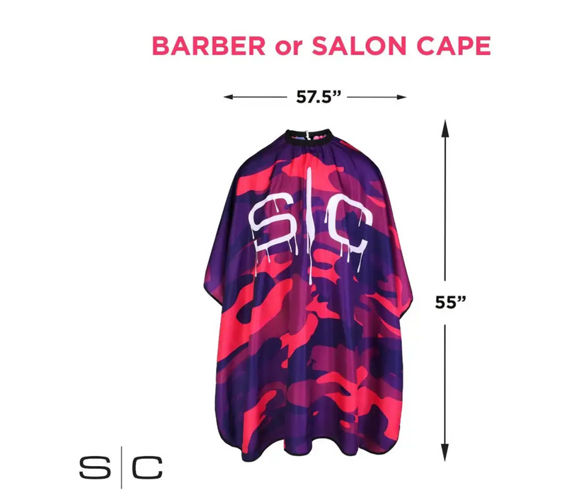 Stylecraft Waterproof Barber/Stylist Cape - Pink and Purple Camo Design