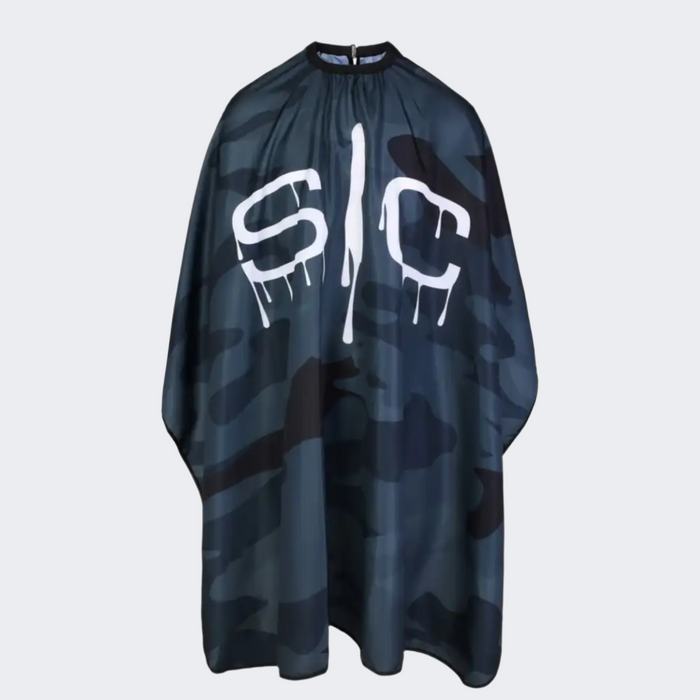 Stylecraft Waterproof Barber/Stylist Cape - Black Camo Design