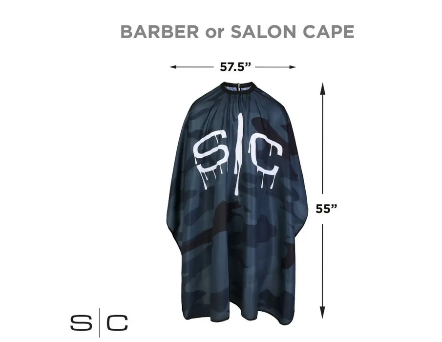 Stylecraft Waterproof Barber/Stylist Cape - Black Camo Design