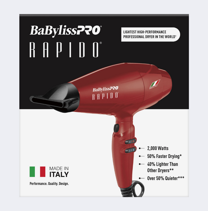 BabylissPRO Rapido 2000W Dryer (Red)