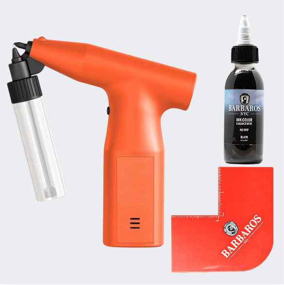 Certified Clippers Wireless Airbrush Spray Gun Kit No Clog with FREE Barbaros Dye Black 2oz and Enhancement Card