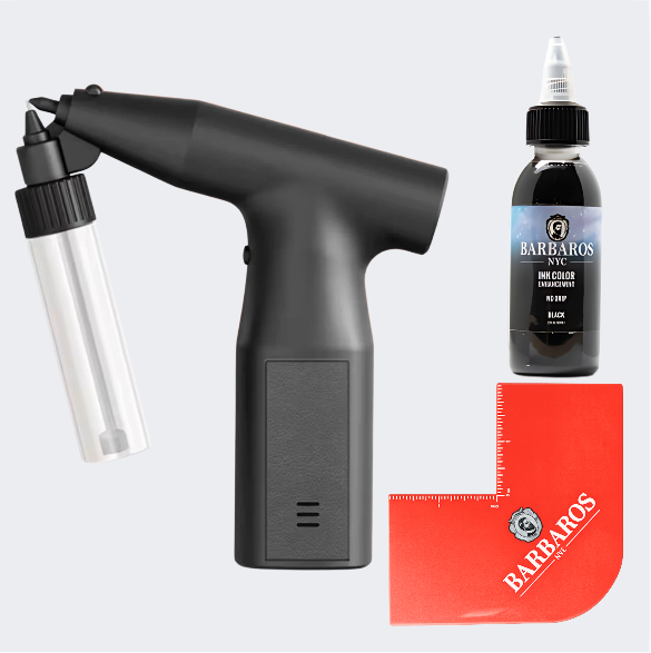 Certified Clippers Wireless Airbrush Spray Gun Kit No Clog with FREE Barbaros Dye Black 2oz and Enhancement Card