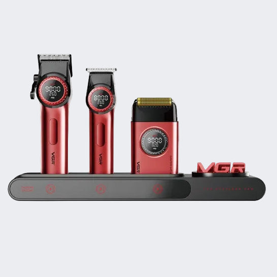 VGR Stepless Pro 3-in-1 Professional Barber Kit – Red