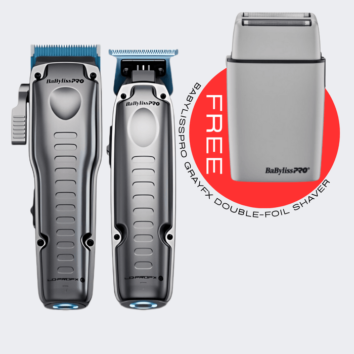 BaBylissPRO FXONE Lo - ProFX Limited Edition Matte Gray Clipper & Trimmer Combo – FX829 & FX729 with FREE BabylissPro GrayFX Double Foil Shaver - Certified Clippers