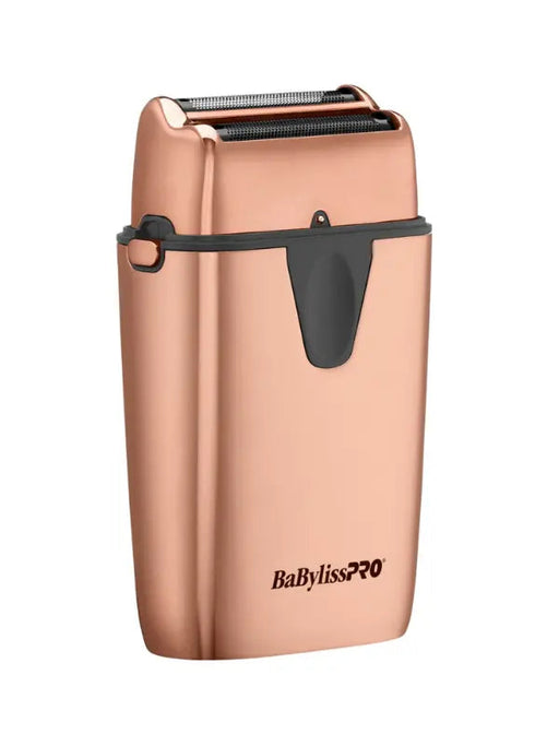 babylisspro-uvfoil-double-foil-rose-gold-shaver-fxlfs2rg-angled-view-with-lid-on-showing-uv-function
