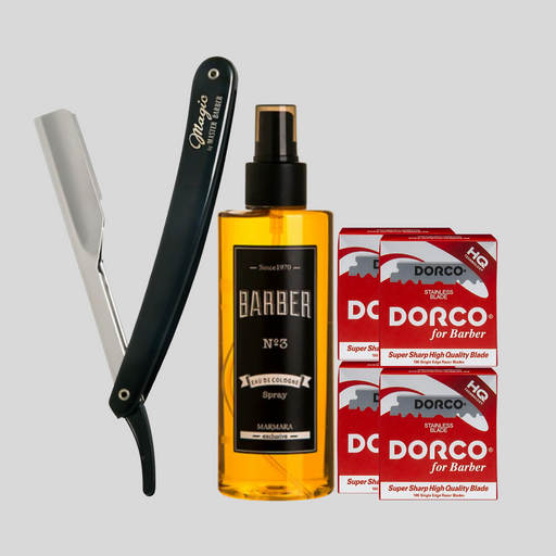 Grooming Bundle: Marmara Barber Aftershave Cologne 250ml + Master Barber Magic Razor + Dorco Sharp Single Edge Blades