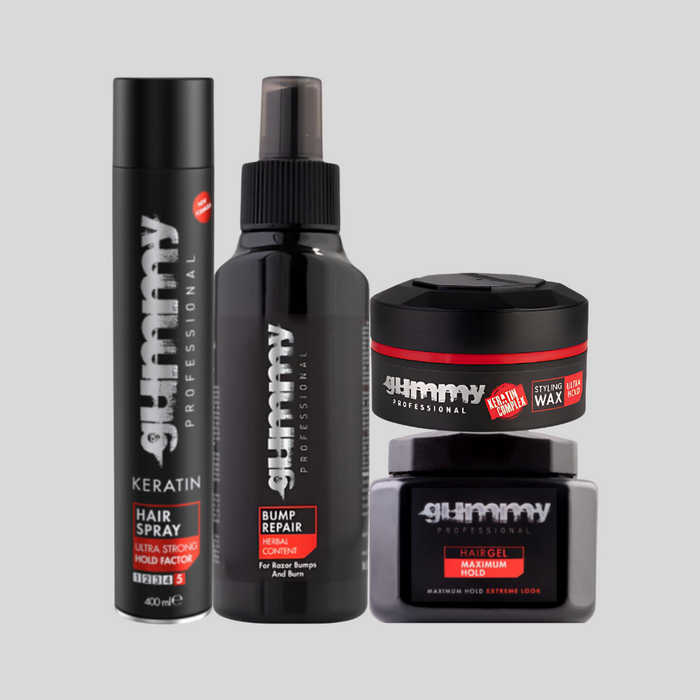 Gummy Professional Styling Bundle - Wax/Gel/Hair Spray/Bump Repair