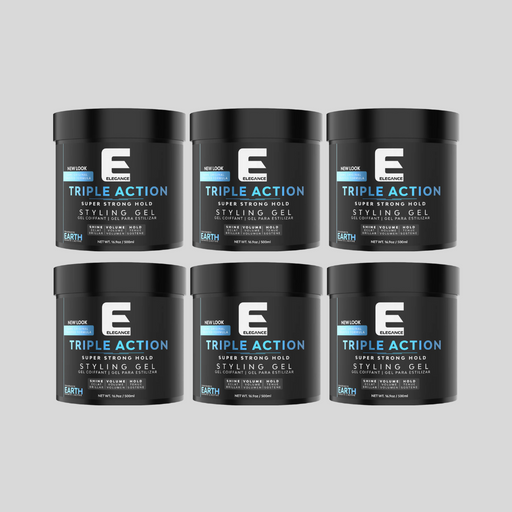 Elegance Triple Action Hair Gel Earth (Strong Hold) 16.9oz 500ml - PACK OF 6