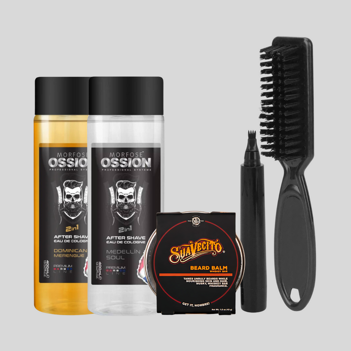 Ultimate Beard Grooming Bundle: Morfose Ossion Aftershave Cologne, Lumberman Beard Pen, & Suavecito Beard Balm