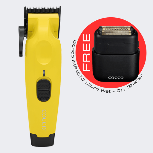 Cocco Pro Hyper Veloce Clipper Yellow with FREE Impacto Wet - Dry Shaver - Certified Clippers