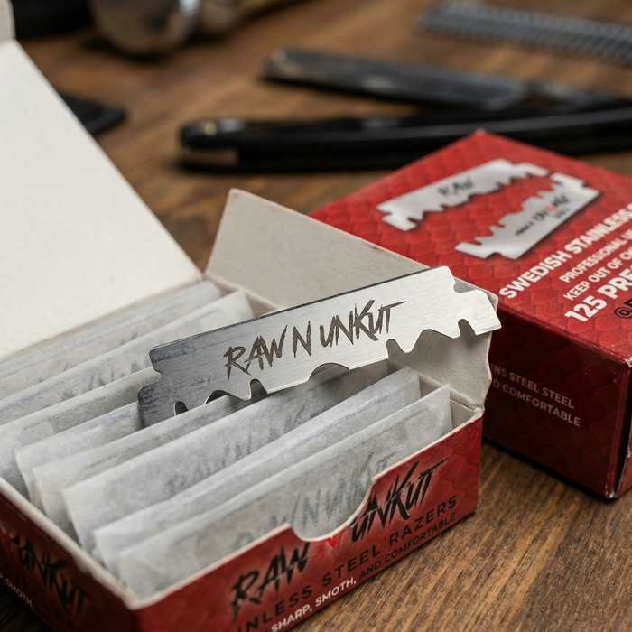 Raw N Unkut Precut Razor Blades for Professional Barber Use