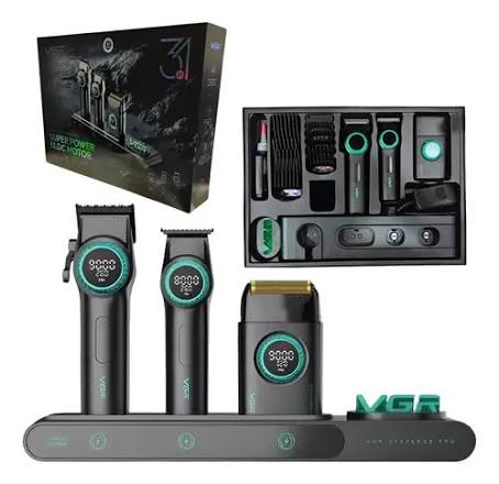 VGR Stepless Pro 3-in-1 Professional Barber Kit – Black