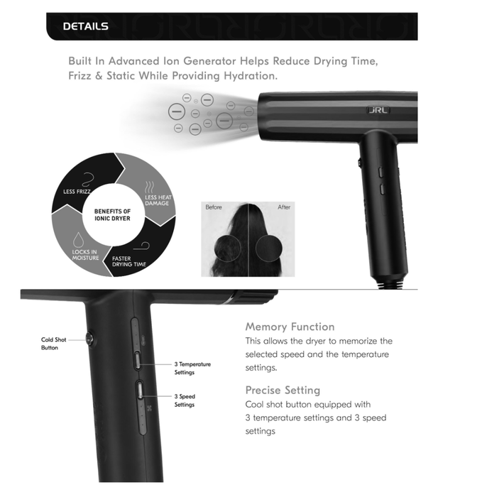JRL Forte Pro Dryer – White - Certified Clippers