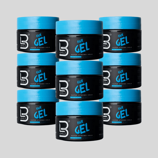 L3VEL3 Super Strong Hair Styling Gel 250ml - PACK OF 9 - Certified Clippers