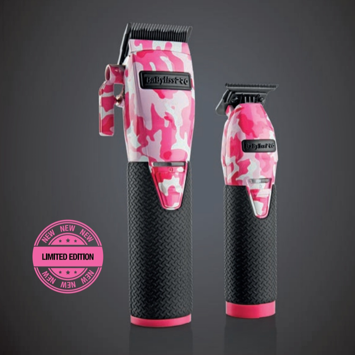 BabylissPro Limited FX Collection Pink Camo Metal Lithium Clipper and Trimmer COMBO