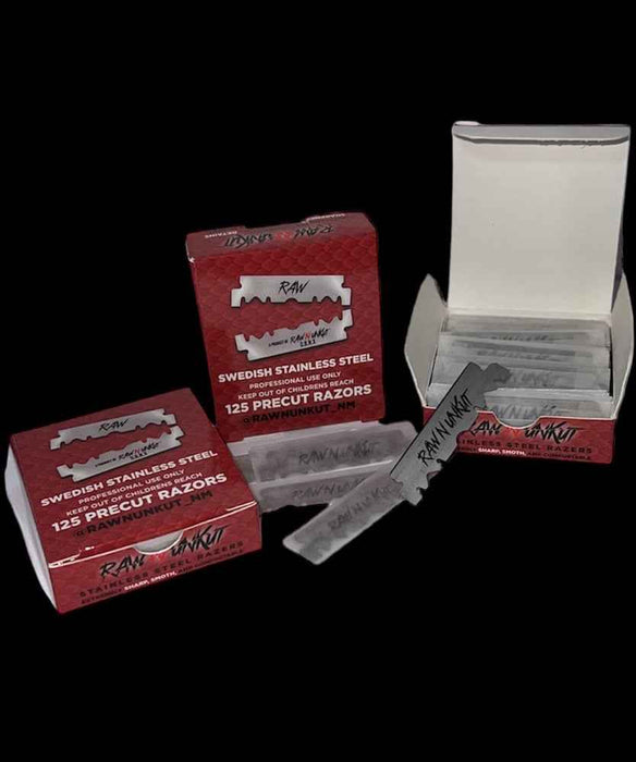 Raw N Unkut Precut Razor Blades for Professional Barber Use