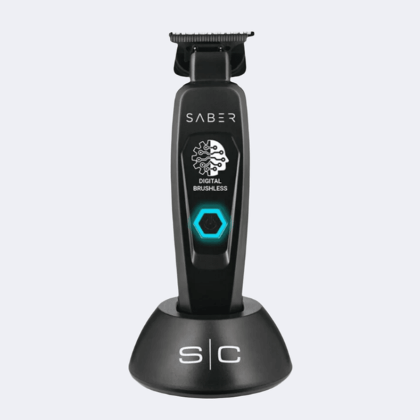 StyleCraft Saber Professional Full Metal Body Digital Brushless Motor Cordless Trimmer - Black SC403B - Certified Clippers